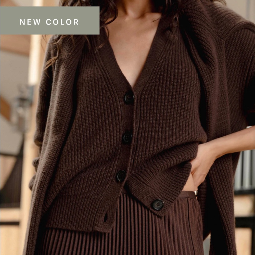 Jenni Kayne Cropped Cashmere Cardigan Chocolate